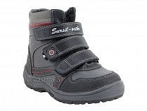 А43-037 Сурсил (Sursil-Ortho), ботинки детские ортопедические с высоким берцем, зимние, натуральный мех, кожа, черный, красный в Барнауле