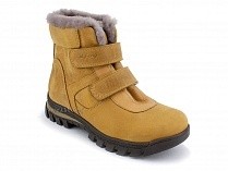 02-035-477 Джойшуз (Djoyshoes) ботинки зимние детские ортопедические профилактические, кожа, натуральный мех, горчичный в Барнауле