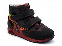 092-11 Бос (Bos), ботинки детские ортопедические профилактические, не утепленные, кожа, нубук, черный, красный в Барнауле