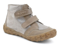 201-191,138 Тотто (Totto), ботинки демисезонние детские профилактические на байке, кожа, серо-бежевый в Барнауле