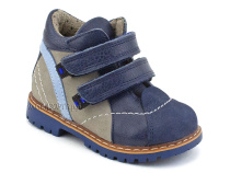 010-169-20-127-130 Тико (Tico),  ботинки демисезонние детские профилактические на байке, нубук, светло-серый, темно-синий 