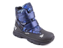 2542-25МК (37-40) Миниколор (Minicolor), ботинки зимние подростковые ортопедические профилактические, мембрана, кожа, натуральный мех, синий, черный в Барнауле