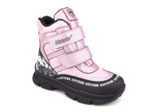 2633-06МК (31-36) Миниколор (Minicolor), ботинки зимние детские ортопедические профилактические, мембрана, кожа, натуральный мех, розовый, черный в Барнауле