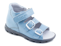 0313-9-603 Тотто (Totto), сандалии детские открытые ортопедические профилактические, кожа, голубой в Барнауле